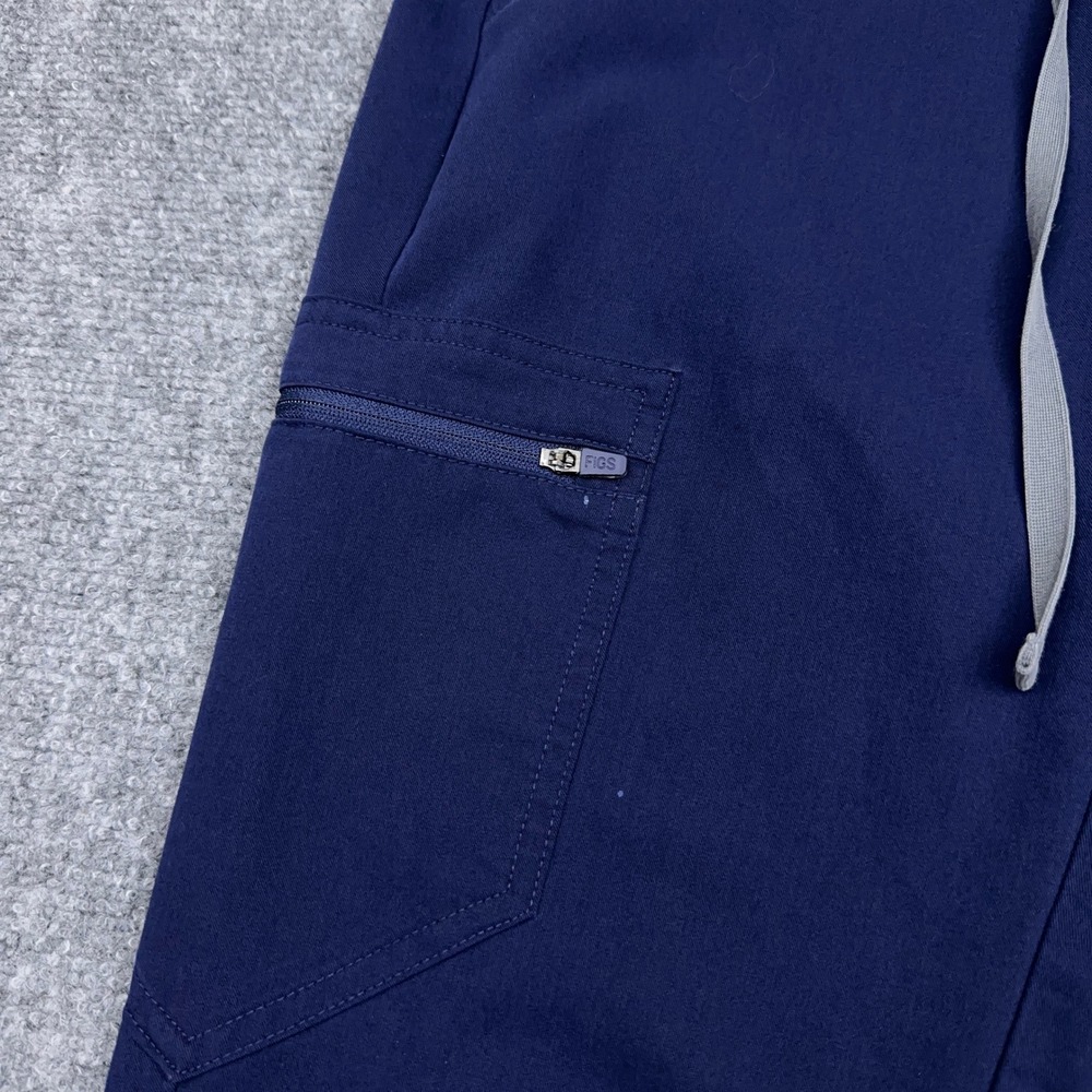 FIGS Zamora Jogger Scrub Pants Women's XS Navy Drawstring Cargo Pocket Mid-Rise - Picture 3 of 10